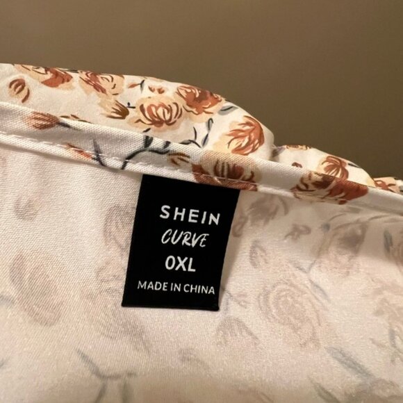 SHEIN Curve Floral Top in Cream and Brown - Picture 3 of 3